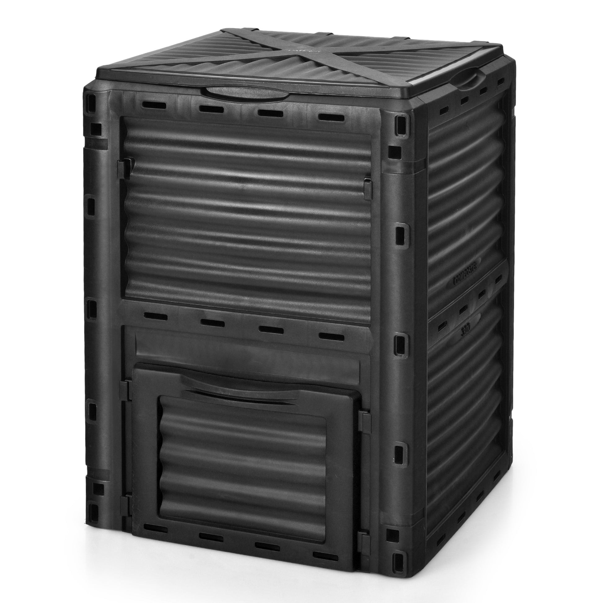 80-Gallon Outdoor Composter with Large Openable Lid and Bottom Exit Door, Black Garden Tools Black  at Gallery Canada