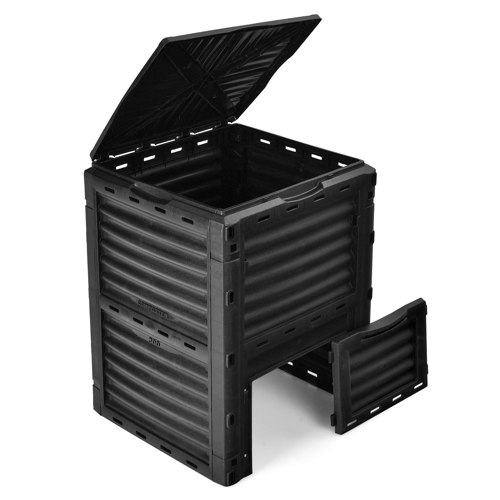 80-Gallon Outdoor Composter with Large Openable Lid and Bottom Exit Door, Black Garden Tools   at Gallery Canada