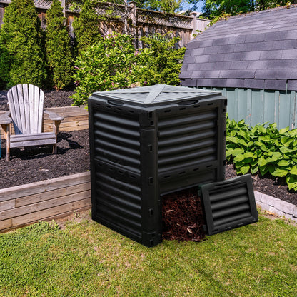 80-Gallon Outdoor Composter with Large Openable Lid and Bottom Exit Door, Black Garden Tools   at Gallery Canada