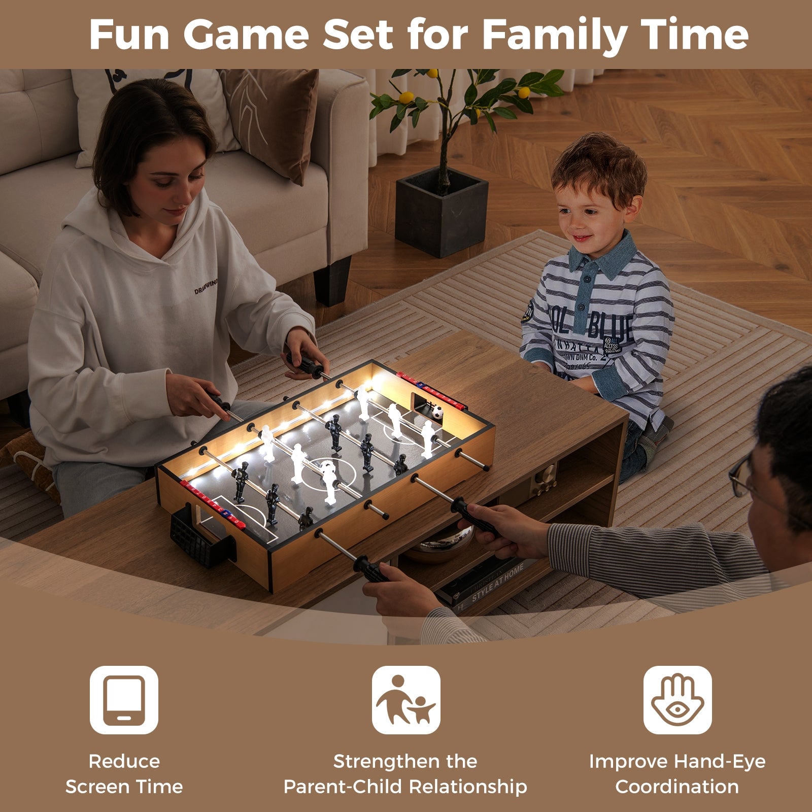 Game Room Size Football Table with Non-slip Handle, Brown Game Room at Gallery Canada