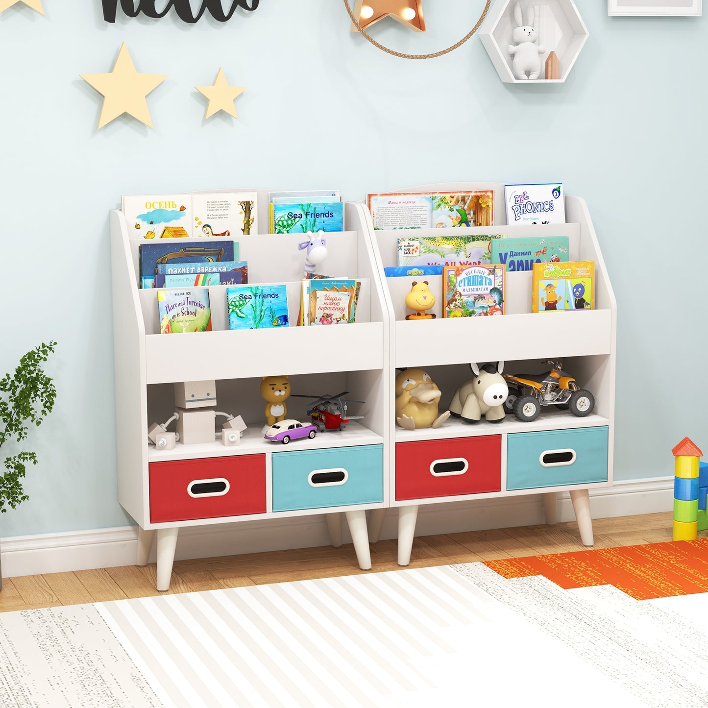 Kids Bookshelf with Open Compartment for Toddlers 3+ Years Old, White Kids Storage   at Gallery Canada