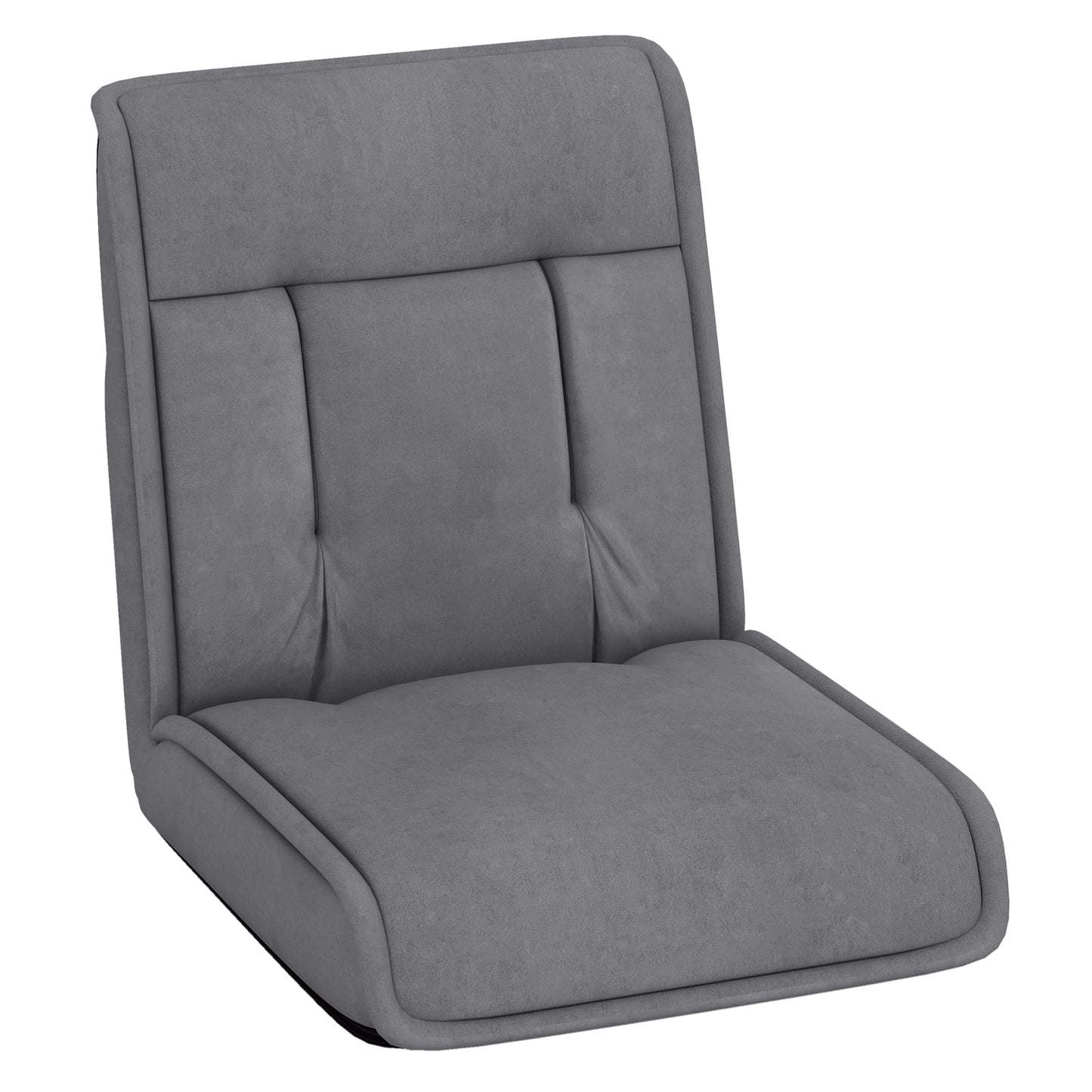 Folding Floor Chair Convertible Lazy Chair with 14-Poistion Adjustable Backrest, Gray Floor Chairs Gray  at Gallery Canada