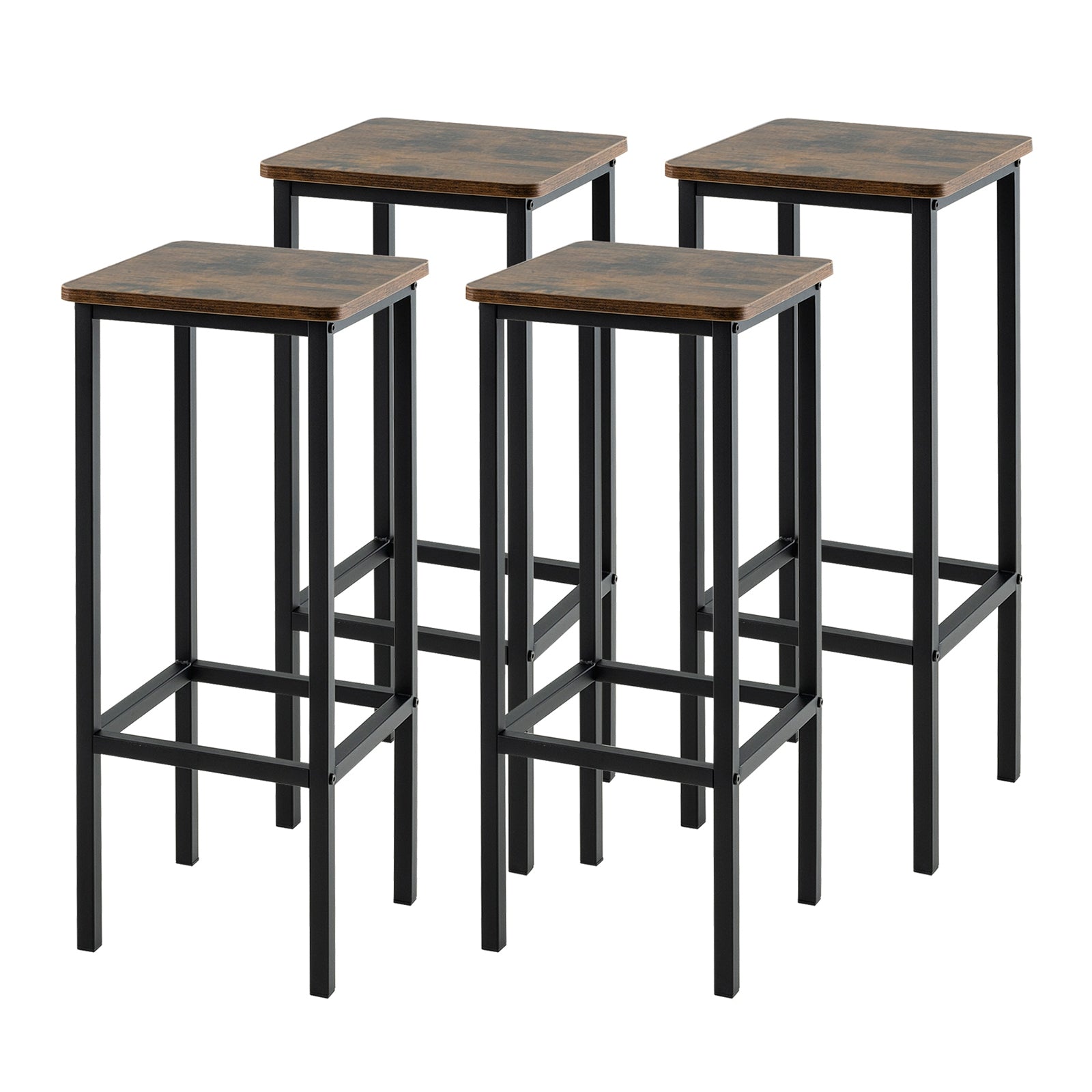 Set of 4 Bar Stool Set with Metal Legs and Footrest, Coffee Bar Stools Coffee  at Gallery Canada