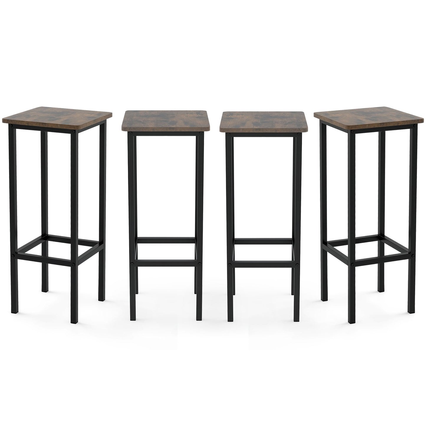 Set of 4 Bar Stool Set with Metal Legs and Footrest, Coffee Bar Stools   at Gallery Canada