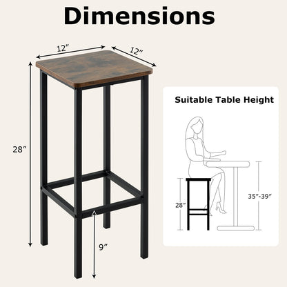 Set of 4 Bar Stool Set with Metal Legs and Footrest, Coffee Bar Stools   at Gallery Canada