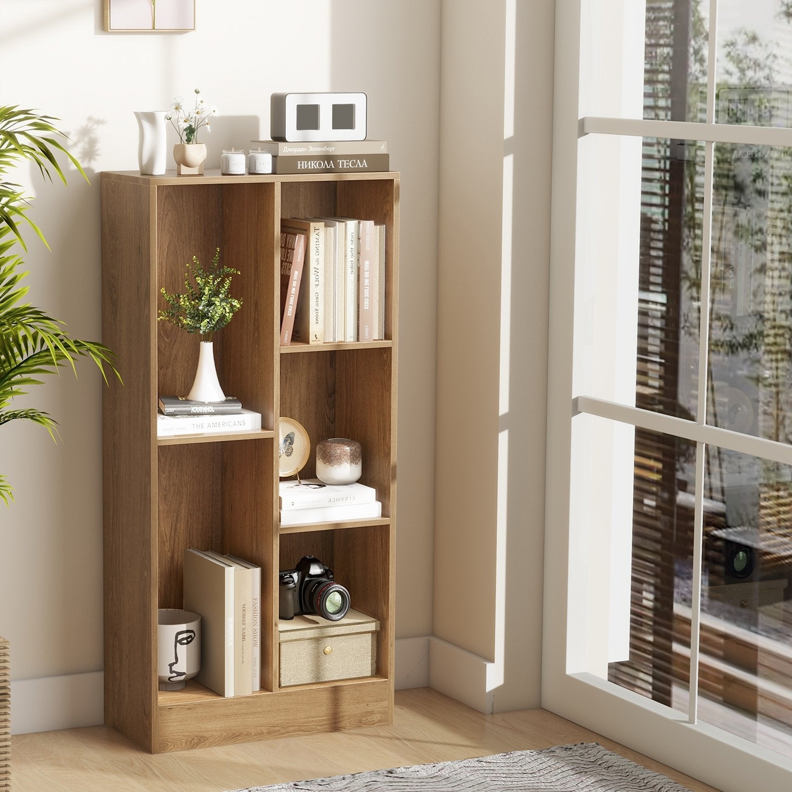 41 Inches 5-Cube Floor Bookcase with 2 Anti-Tipping Kits, Natural Bookcases   at Gallery Canada