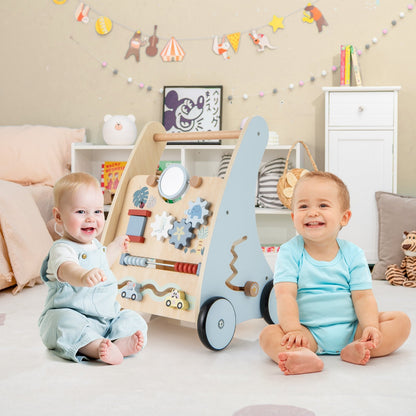 Wooden Baby Push and Pull Walker with Multi-Activity Learning Center, Blue Baby Gyms & Playmats   at Gallery Canada