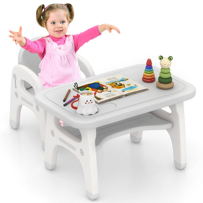 Kids Activity Table and Chair Set with Montessori Toys for Preschool and Kindergarten, Gray Kids Table & Chair Sets   at Gallery Canada