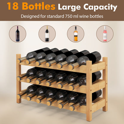 3-Tier Bamboo Freestanding Countertop Wine Bottle Organizer, Natural Wine Racks   at Gallery Canada