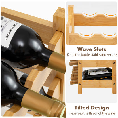 3-Tier Bamboo Freestanding Countertop Wine Bottle Organizer, Natural Wine Racks   at Gallery Canada