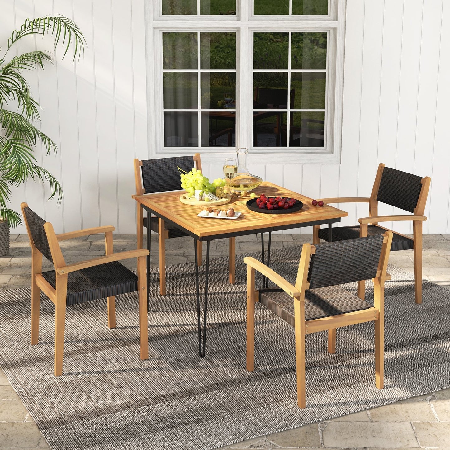 Set of 2 Stackable Outdoor Wicker Dining Chair, Natural Dining Chairs   at Gallery Canada