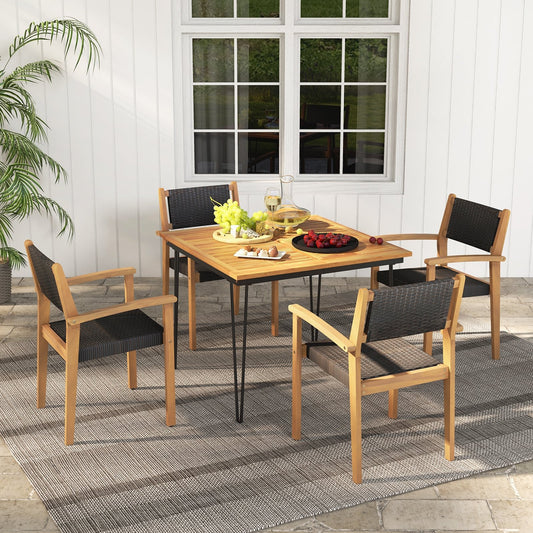 Set of 2 Stackable Outdoor Wicker Dining Chair, Natural Dining Chairs Natural  at Gallery Canada