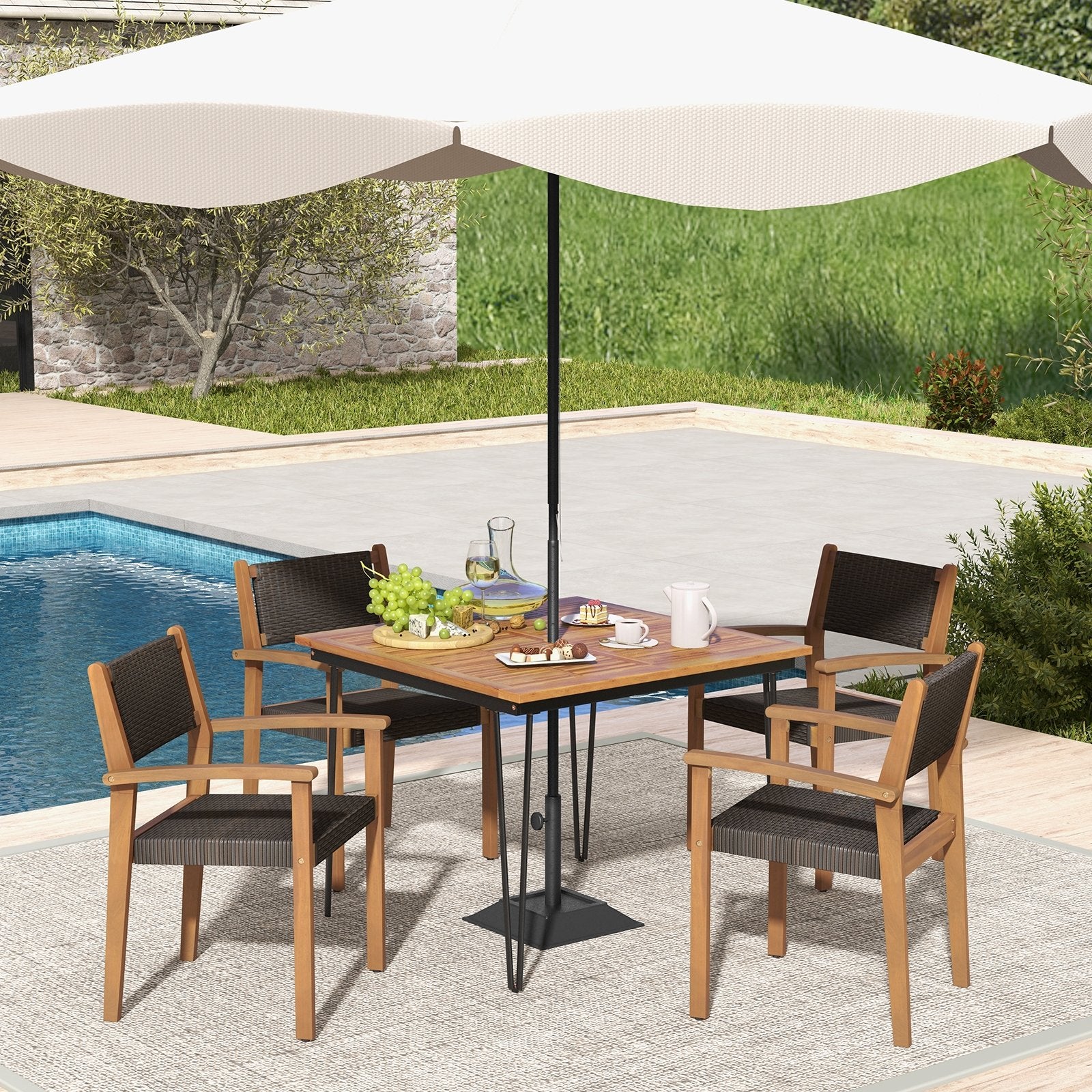 Set of 2 Stackable Outdoor Wicker Dining Chair, Natural Dining Chairs   at Gallery Canada