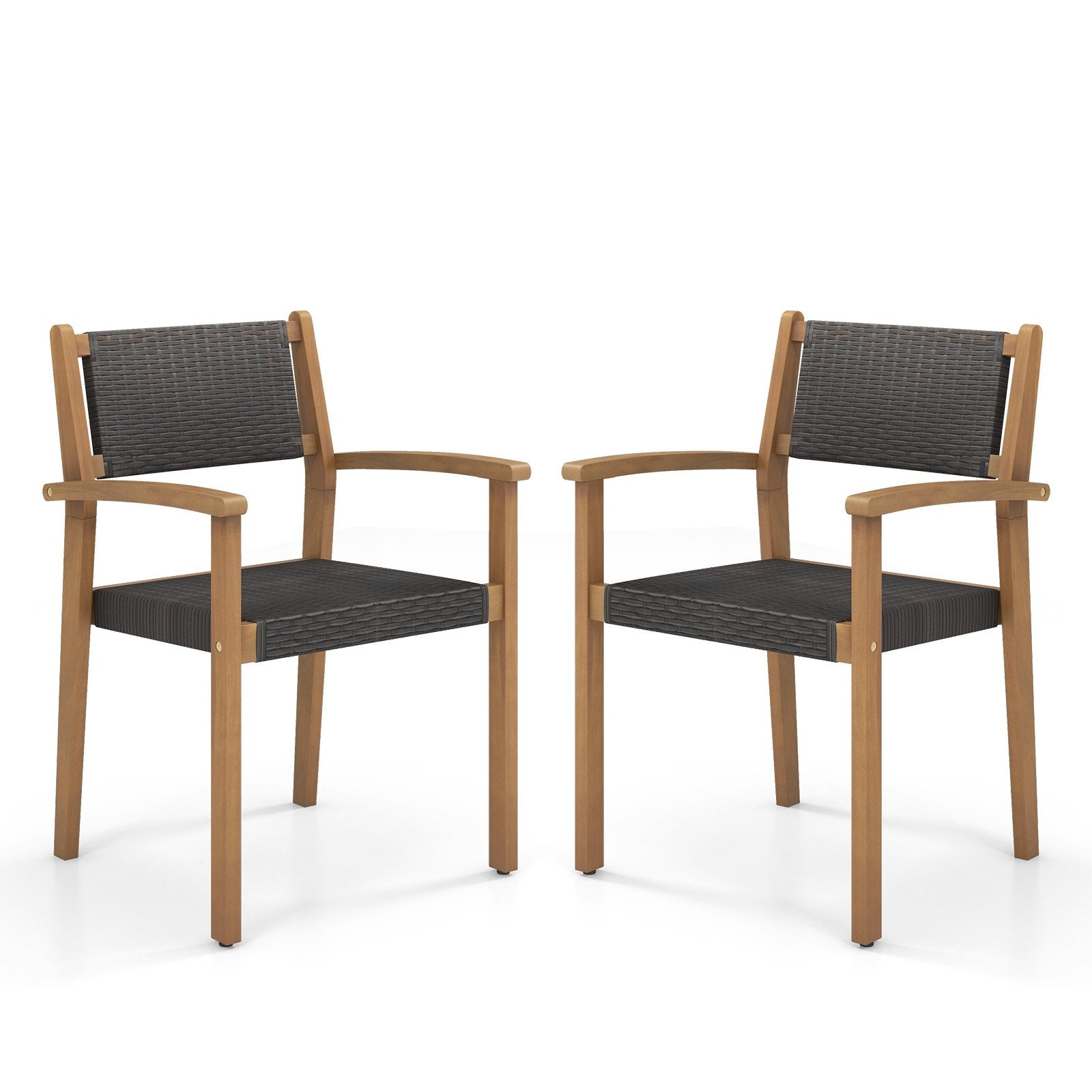 Set of 2 Stackable Outdoor Wicker Dining Chair, Natural Dining Chairs Natural  at Gallery Canada