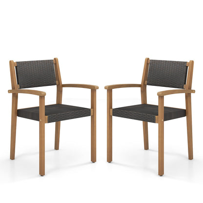 Set of 2 Stackable Outdoor Wicker Dining Chair, Natural Dining Chairs Natural  at Gallery Canada