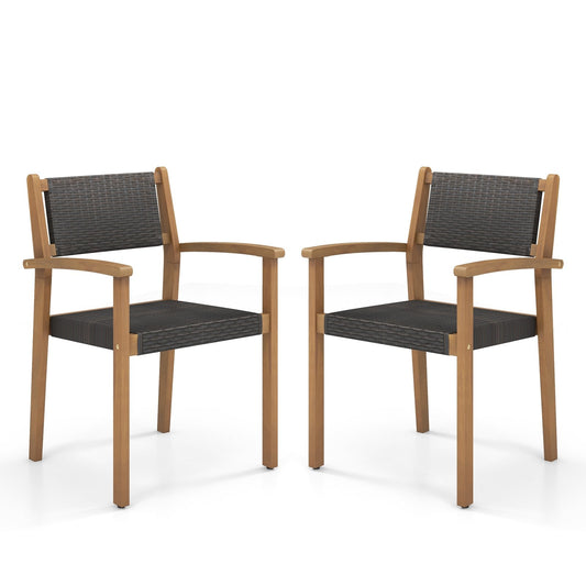 Set of 2 Stackable Outdoor Wicker Dining Chair, Natural Dining Chairs Natural  at Gallery Canada