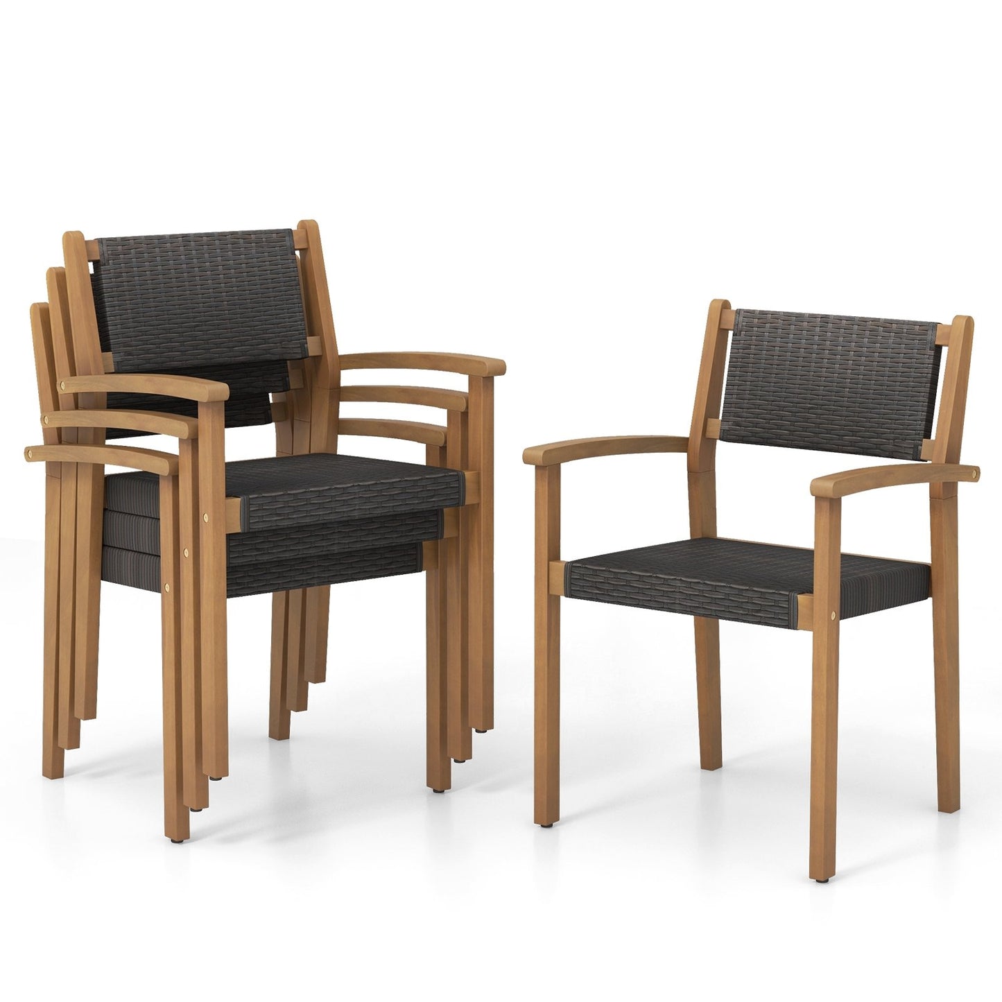 Set of 2 Stackable Outdoor Wicker Dining Chair, Natural Dining Chairs   at Gallery Canada