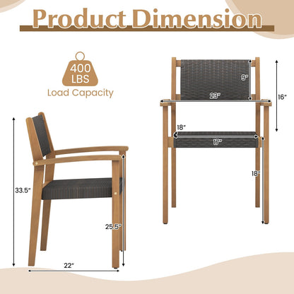 Set of 2 Stackable Outdoor Wicker Dining Chair, Natural Dining Chairs   at Gallery Canada