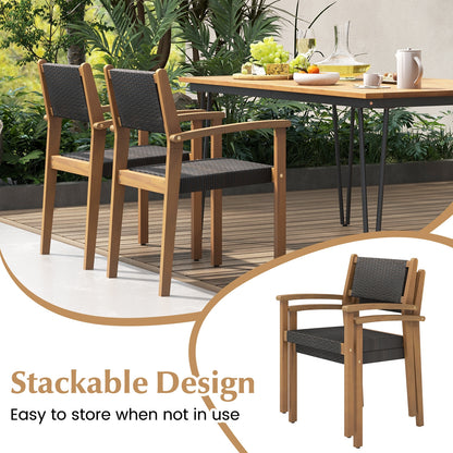 Set of 2 Stackable Outdoor Wicker Dining Chair, Natural Dining Chairs   at Gallery Canada