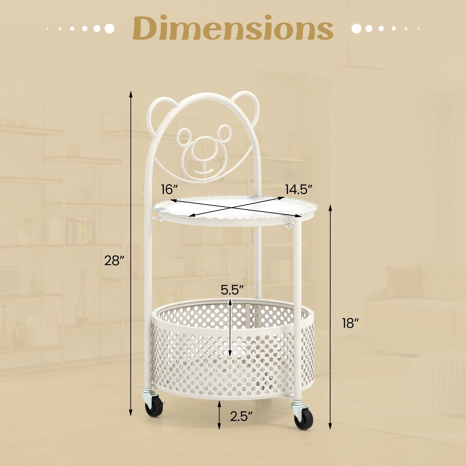 Modern Sofa Side Table on Lockable Wheels for Living Room Bedroom Study, White End & Side Tables   at Gallery Canada