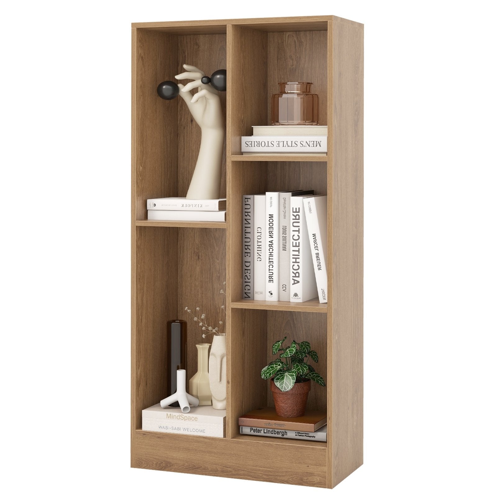 41 Inches 5-Cube Floor Bookcase with 2 Anti-Tipping Kits, Natural Bookcases   at Gallery Canada