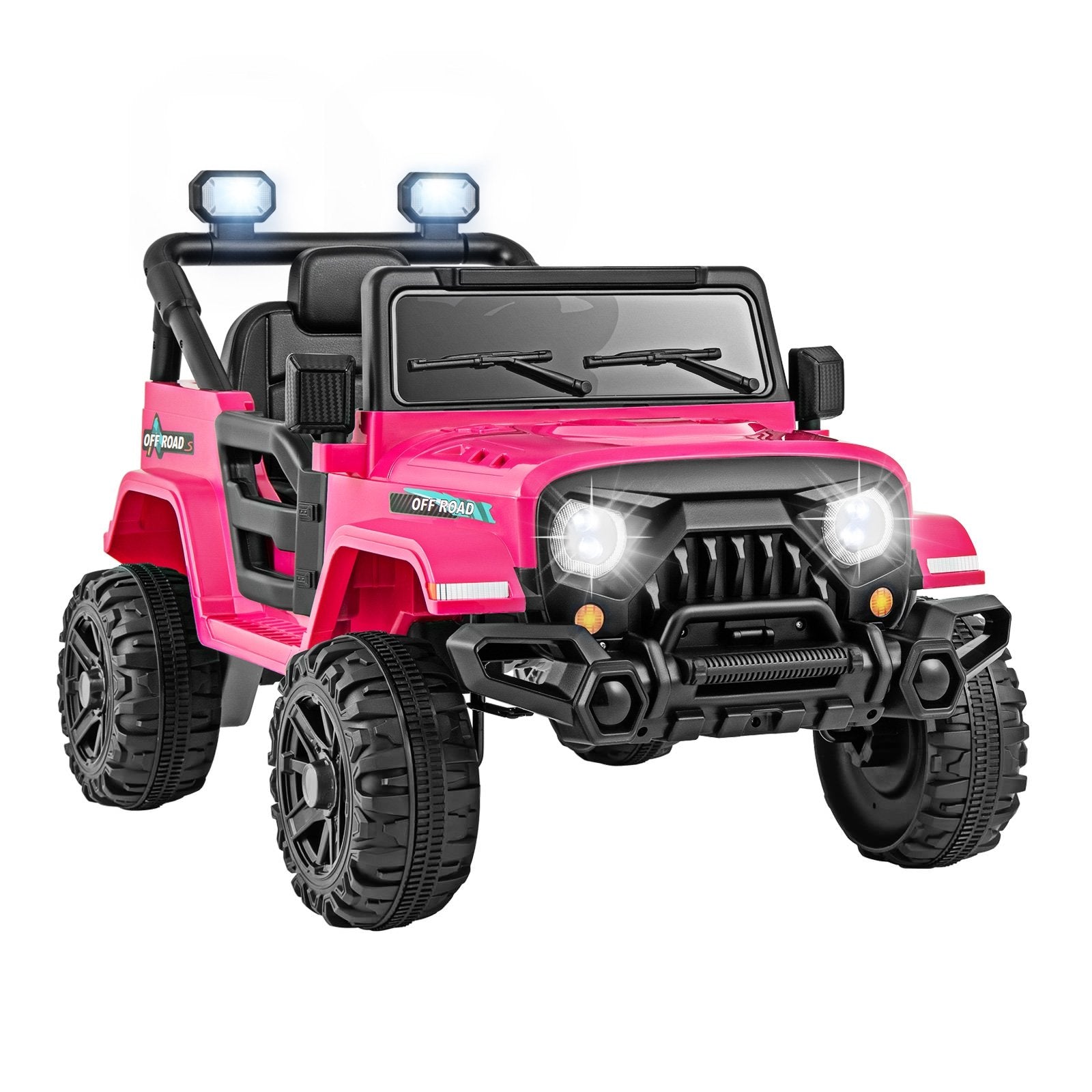 12V Kids Ride on Truck Car with Remote Control Threaded Wheels and 3 Speeds, Pink Powered Ride On Toys Pink  at Gallery Canada