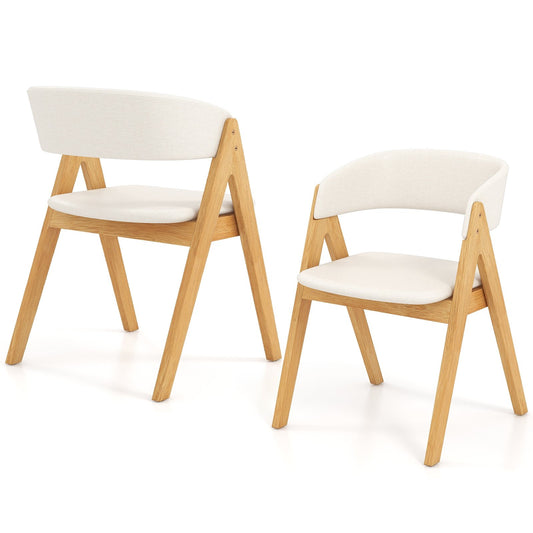 Set of 2 Soft Padded Accent Armchairs for Dining Room-Natural and Beige, Beige Accent Chairs Beige  at Gallery Canada