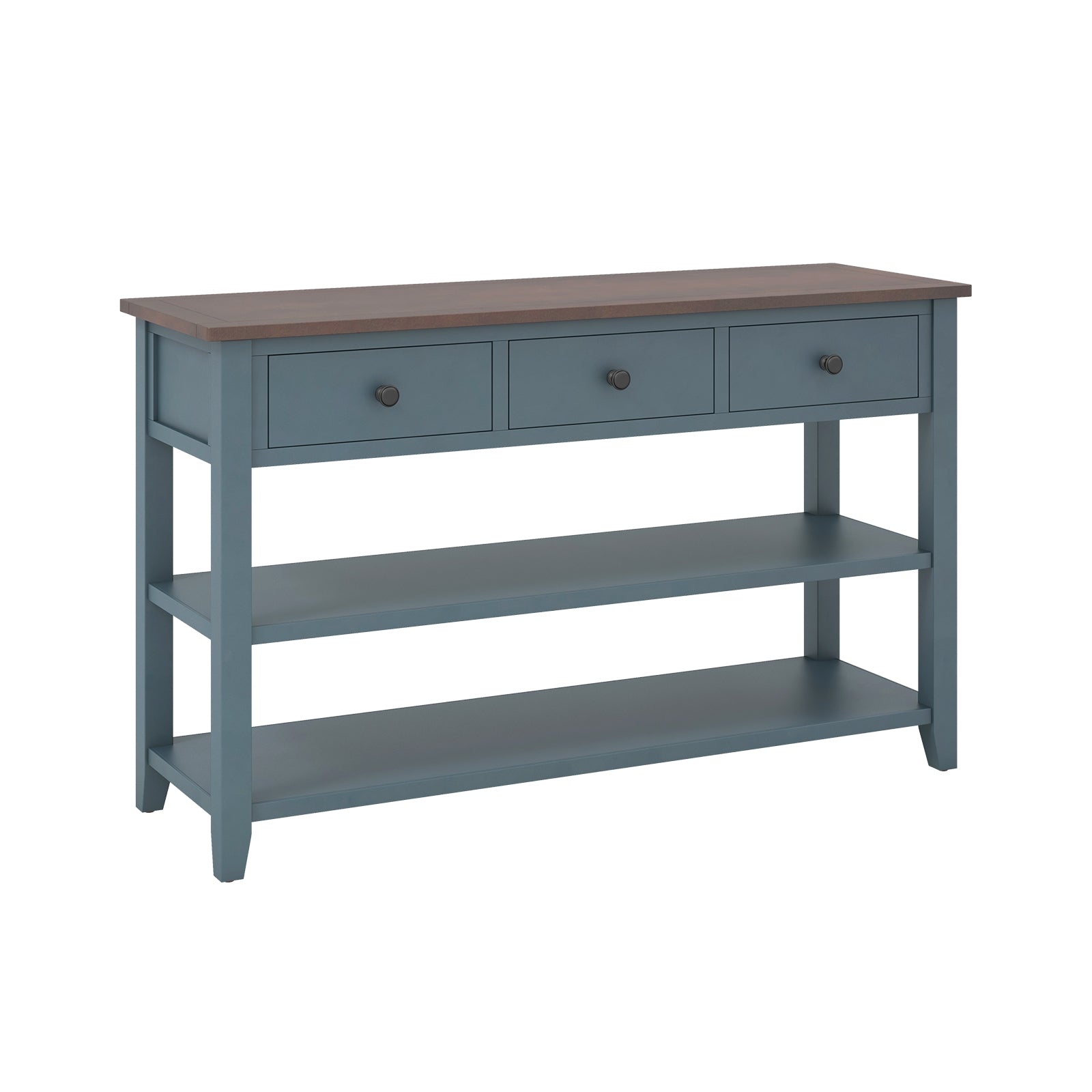 50 Inch Entryway Table Narrow Long Sofa Table with Drawers and Shelves, Dark Blue Console Tables Dark Blue  at Gallery Canada