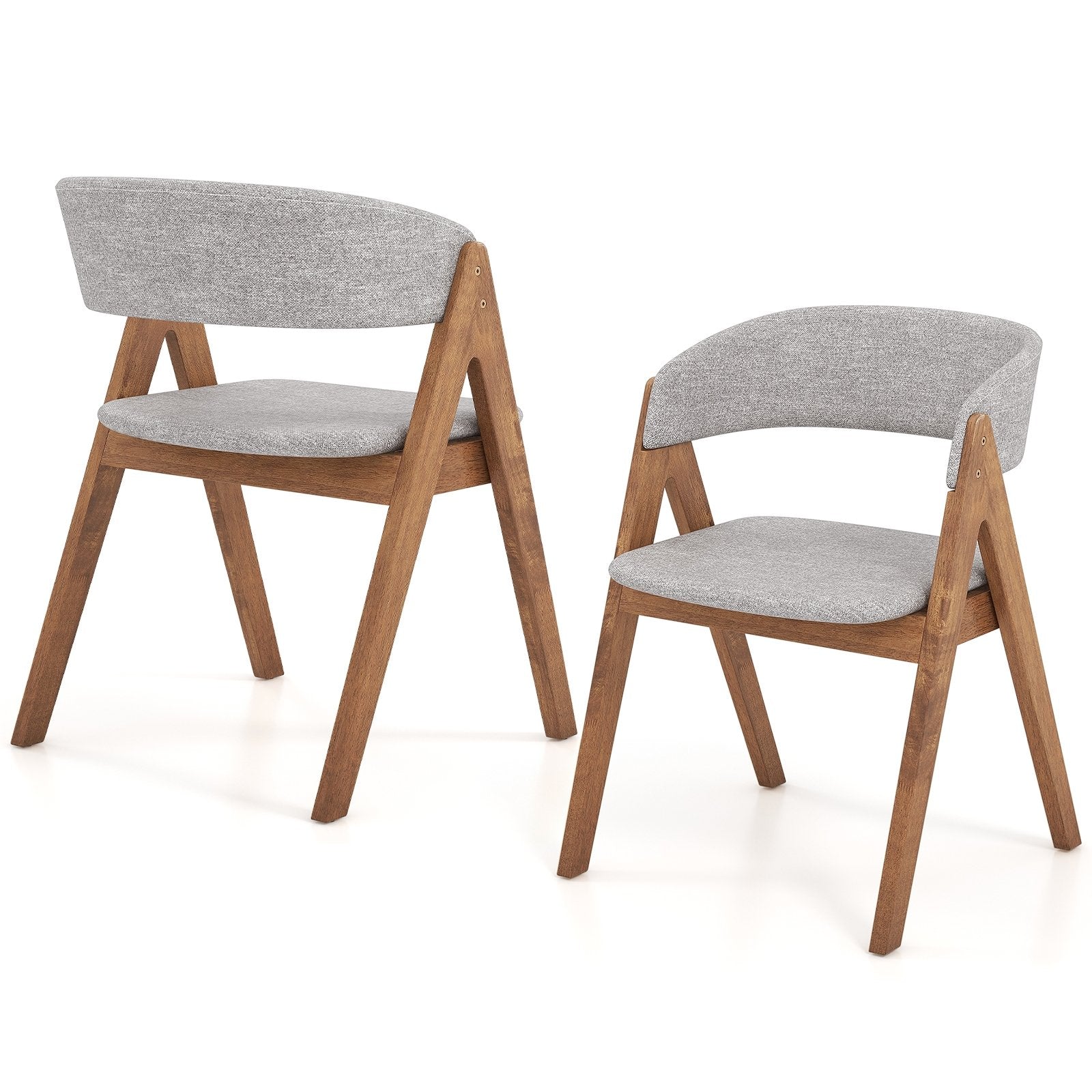 Set of 2 Soft Padded Accent Armchairs for Dining Room-Walnut and Grey, Walnut Accent Chairs Walnut  at Gallery Canada