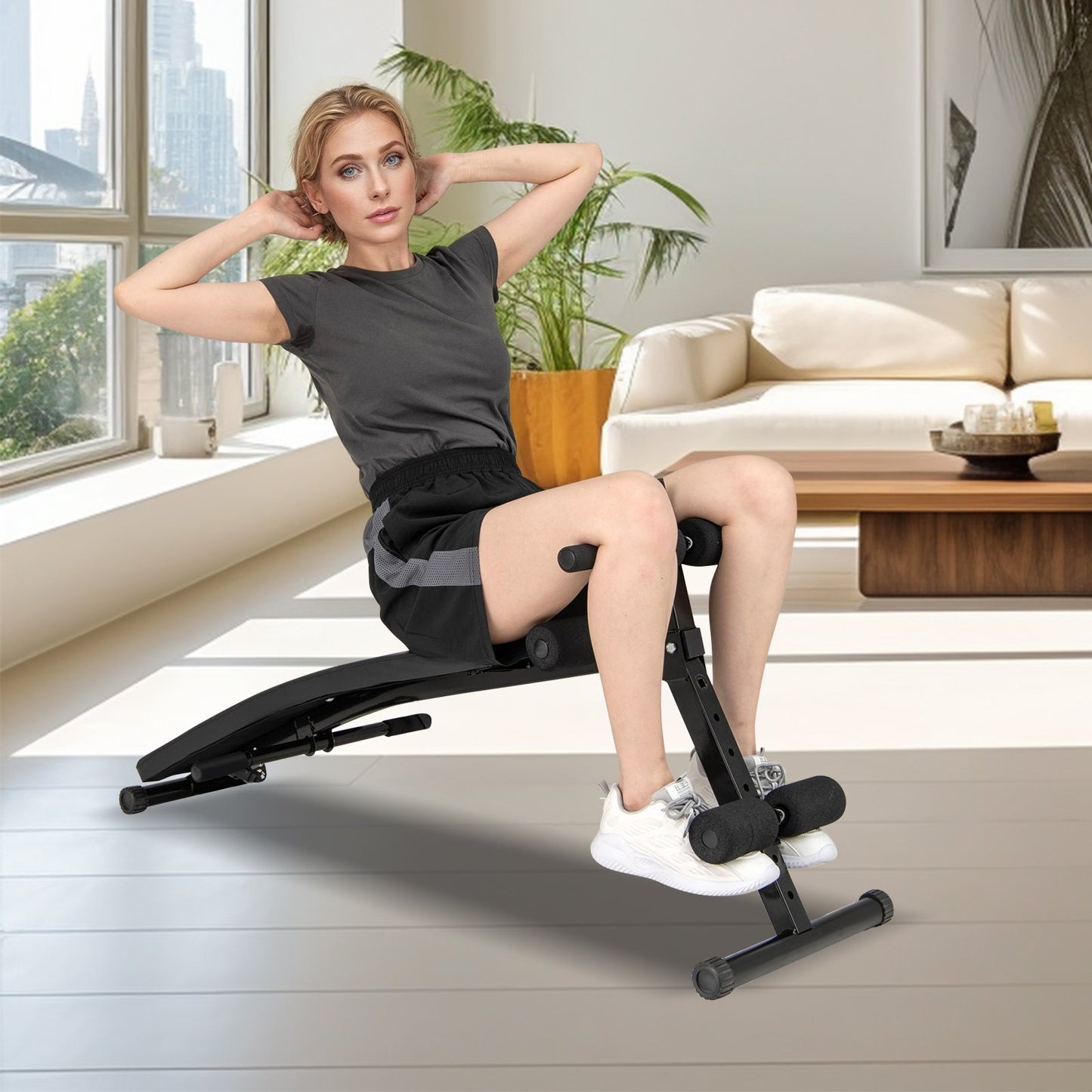 Adjustable Decline Sit Up Bench for Exercise for Home Gym, Black Exercise Machines   at Gallery Canada