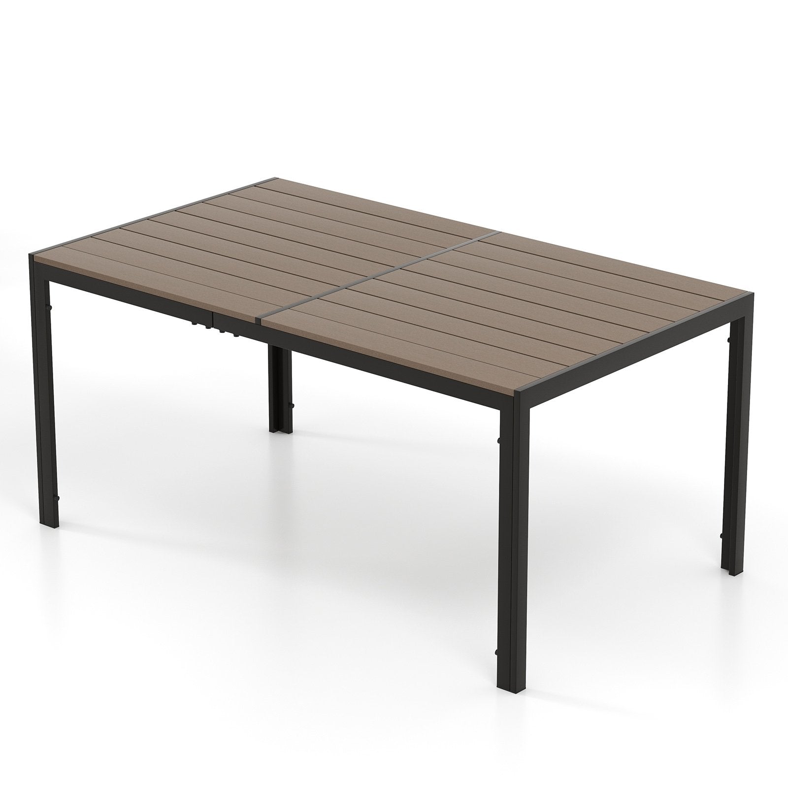 59 x 35 Inch Large Outdoor Rectangle Dining Table with Metal Legs, Gray Patio Dining Tables Gray  at Gallery Canada