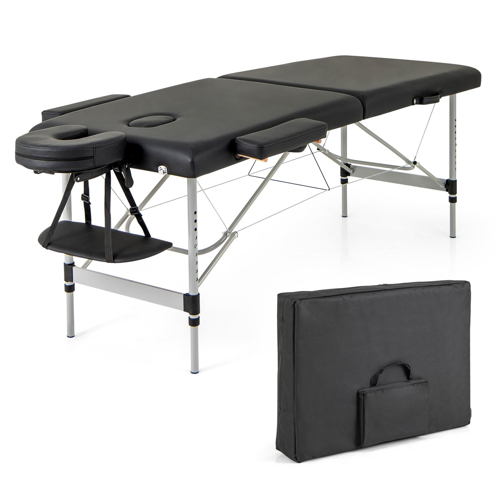 84 Inches Professional Massage Lash Bed with Carrying Bag, Black Spa & Salon Black  at Gallery Canada