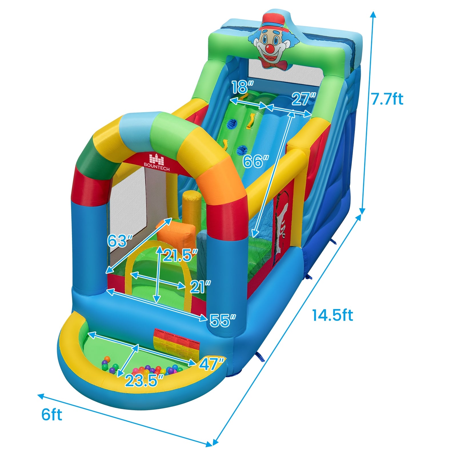 Inflatable Bounce House Obstacle Course with Ball Pit and Silde with 735W Blower, Multicolor Bounce House at Gallery Canada