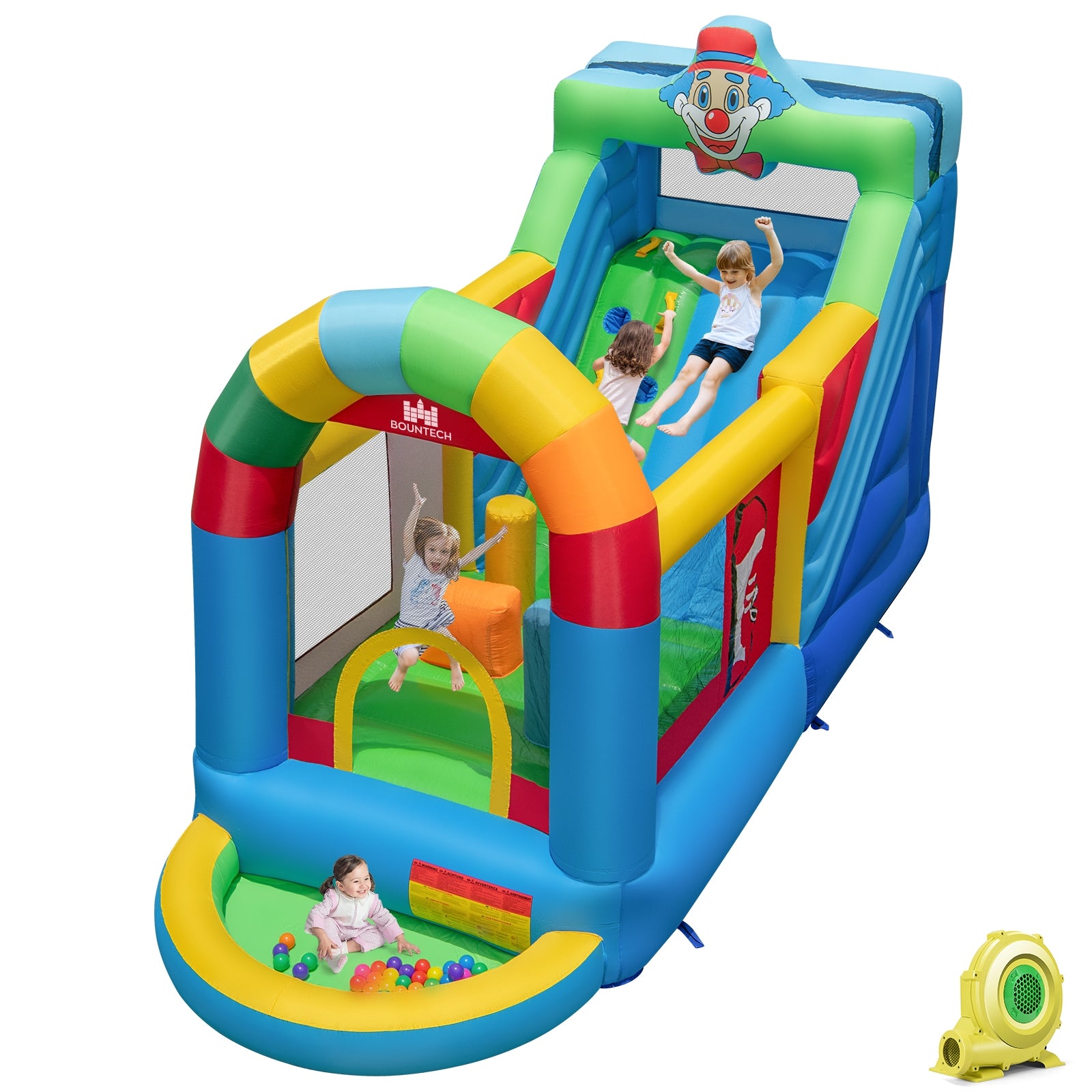 Inflatable Bounce House Obstacle Course with Ball Pit and Silde with 735W Blower, Multicolor Bounce House at Gallery Canada