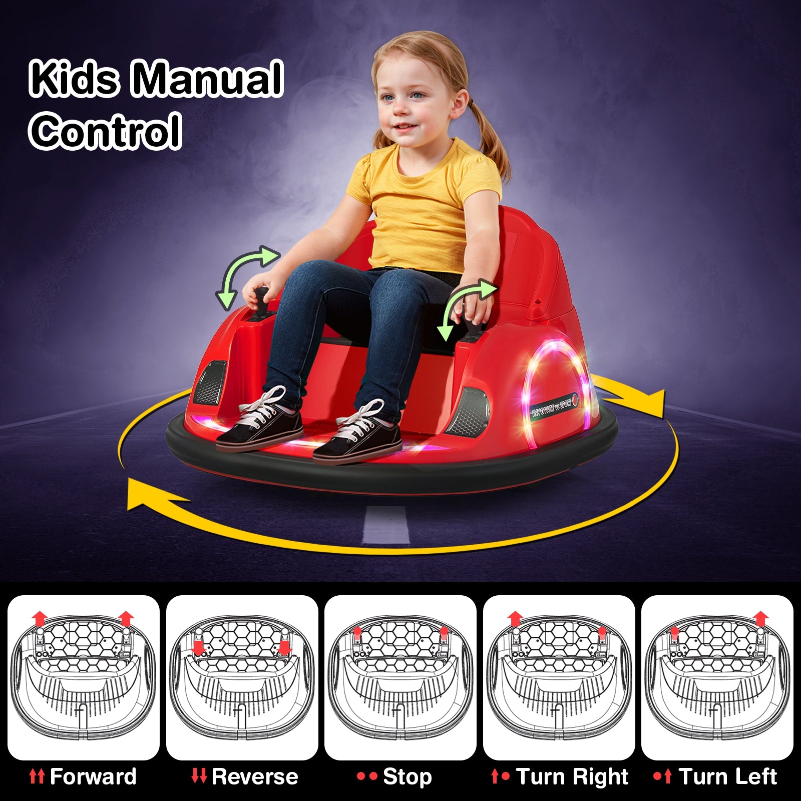 360° Ride on Bumper Car for Toddlers with Remote Control, Red Powered Ride On Toys   at Gallery Canada