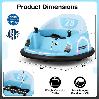 360° Ride on Bumper Car for Toddlers with Remote Control, Light Blue Powered Ride On Toys   at Gallery Canada