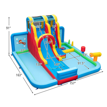 Inflatable Water Slide Water Park with Long Slide and Splash Pools and Ball Pit without Blower, Multicolor Bounce House   at Gallery Canada