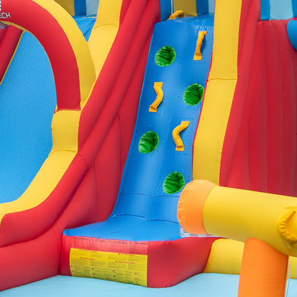 Inflatable Water Slide Water Park with Long Slide and Splash Pools and Ball Pit without Blower, Multicolor Bounce House   at Gallery Canada