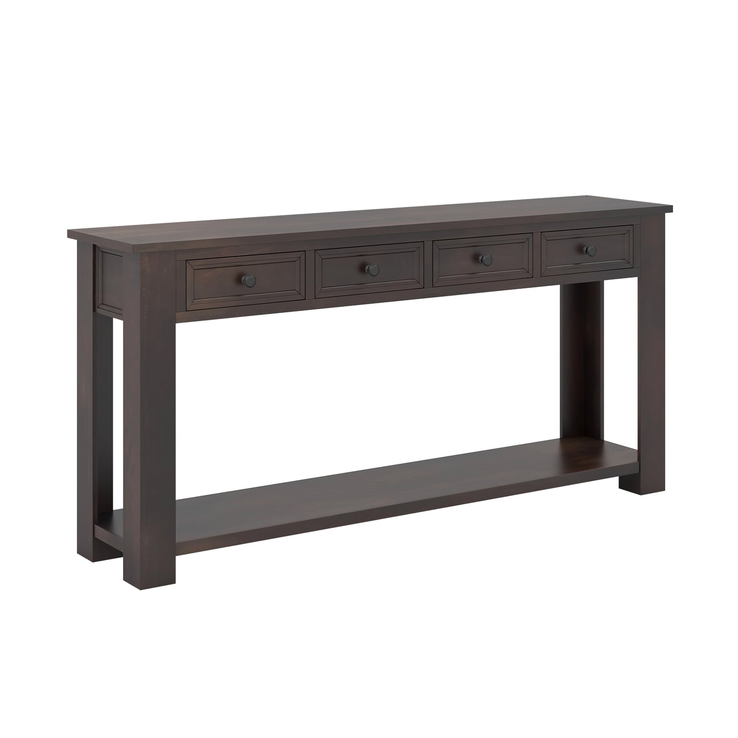 63 Inches Farmhouse Entryway Table with 4 Storage Drawers and Open Shelf, Espresso Console Tables Espresso  at Gallery Canada