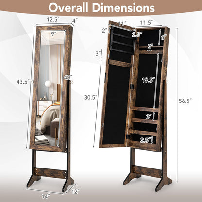 Mirrored Standing Jewelry Cabinet Storage Box, Brown Jewelry Armoires   at Gallery Canada