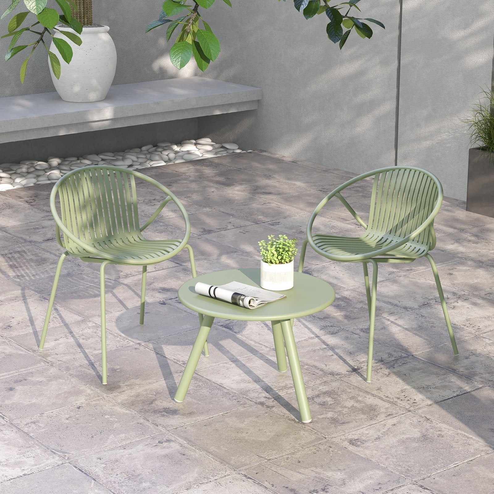 All Weather PP Patio Conversation Set with Round Coffee table and 2 Chairs, Green Patio Conversation Sets   at Gallery Canada