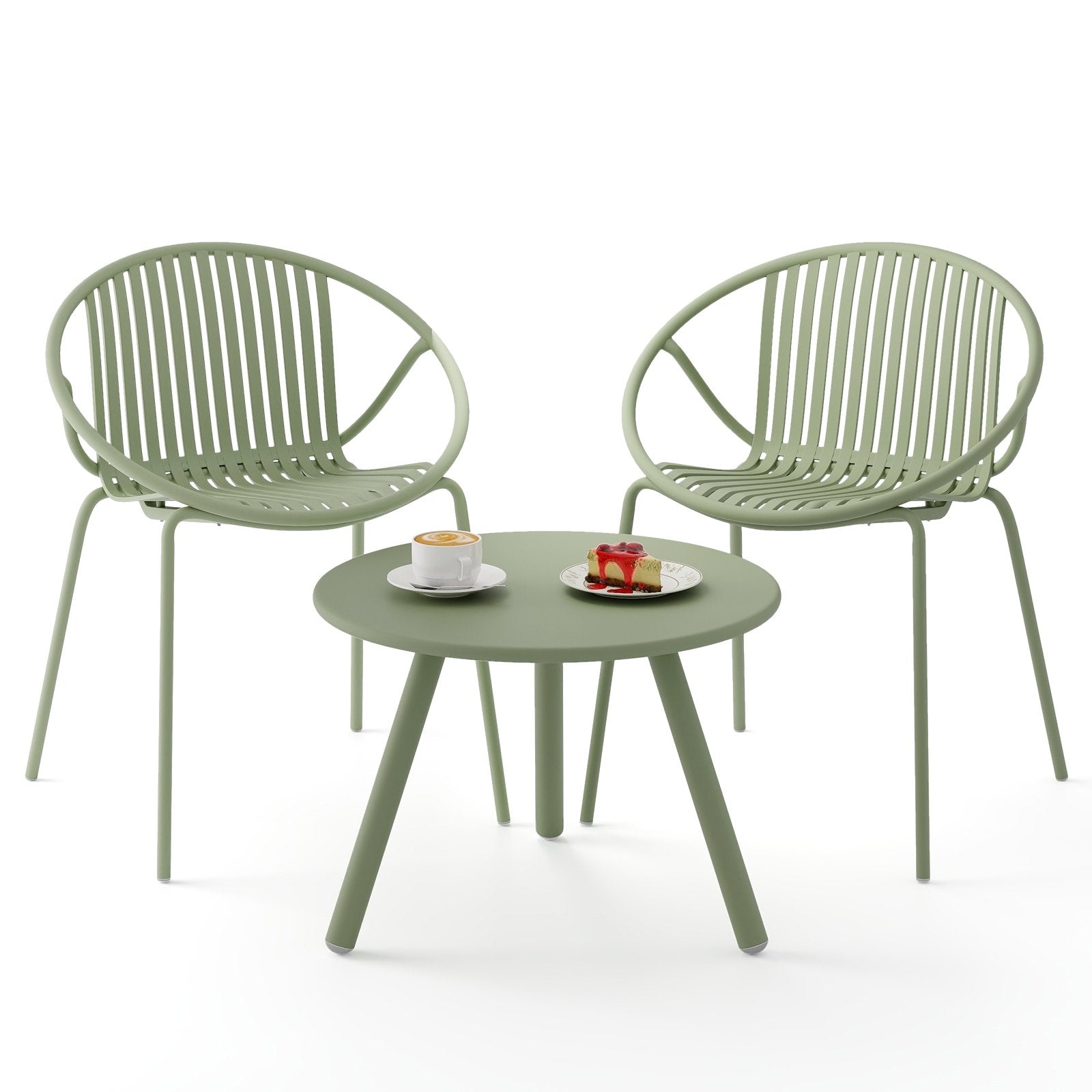 All Weather PP Patio Conversation Set with Round Coffee table and 2 Chairs, Green Patio Conversation Sets   at Gallery Canada