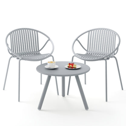 All Weather PP Patio Conversation Set with Round Coffee table and 2 Chairs, Gray Patio Conversation Sets   at Gallery Canada