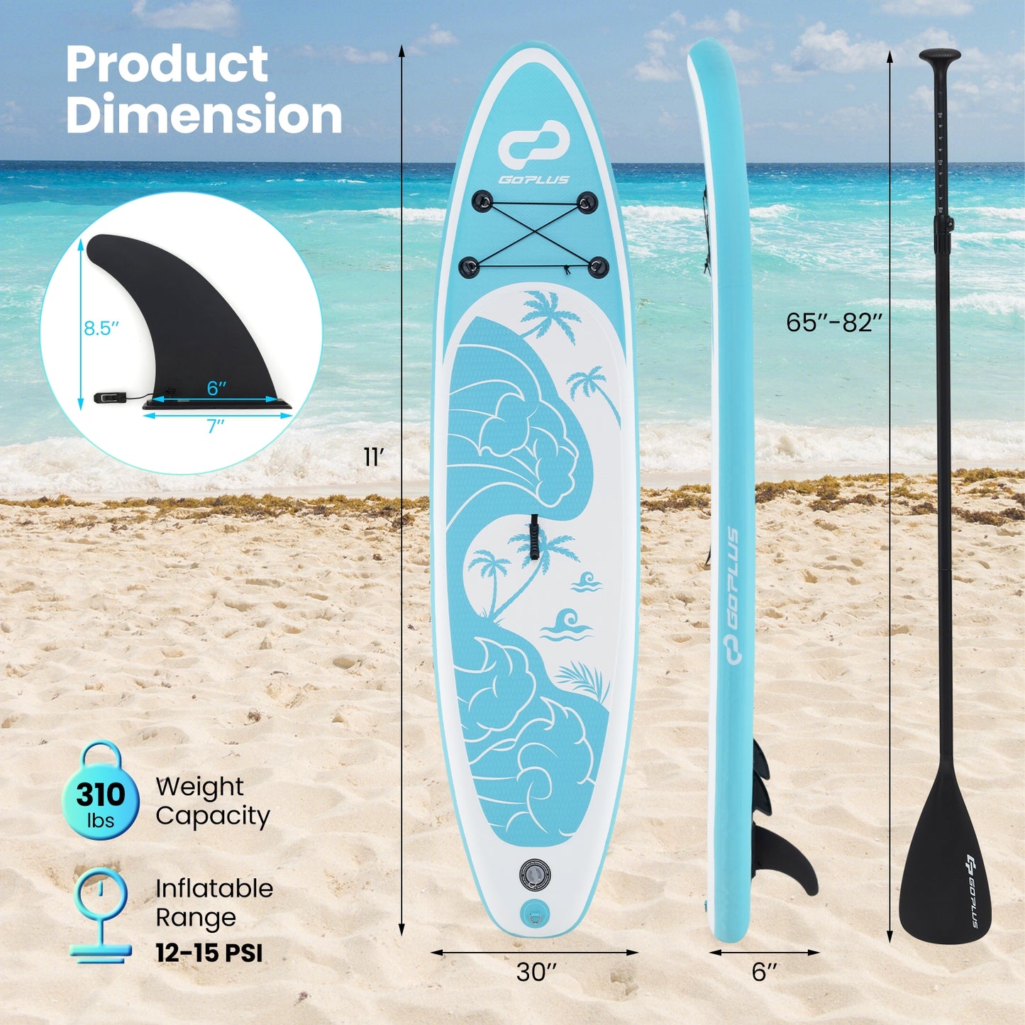 10/11 Feet Inflatable Stand Up Paddle Board with Premium SUP Accessories-L Water Sports   at Gallery Canada