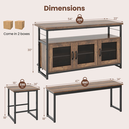 4 Piece Kitchen Island Set with Bench and Storage, Brown Dining Room Sets   at Gallery Canada