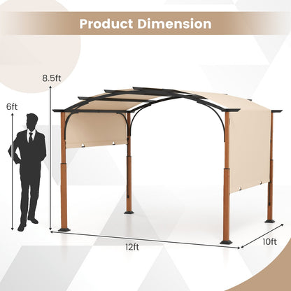 10 x 12 FT Outdoor Retractable Pergola with Retractable Canopy for Patio, Beige Gazebos   at Gallery Canada