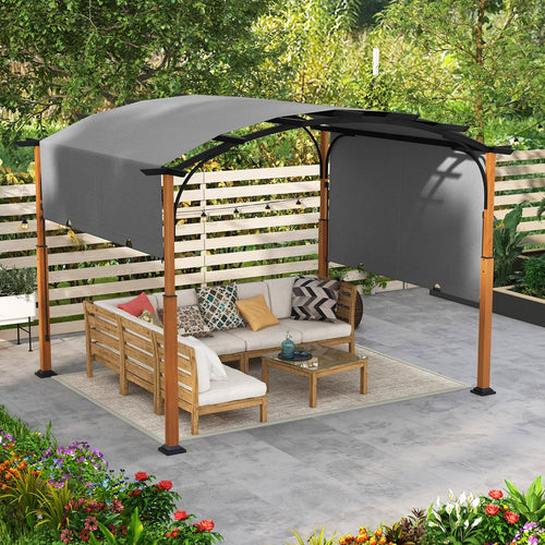 10 x 12 FT Outdoor Retractable Pergola with Retractable Canopy for Patio, Gray