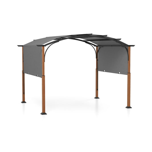 10 x 12 FT Outdoor Retractable Pergola with Retractable Canopy for Patio, Gray Gazebos Gray  at Gallery Canada