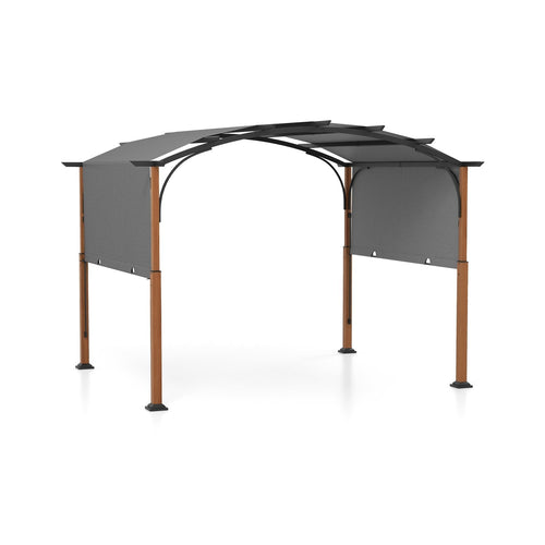 10 x 12 FT Outdoor Retractable Pergola with Retractable Canopy for Patio, Gray