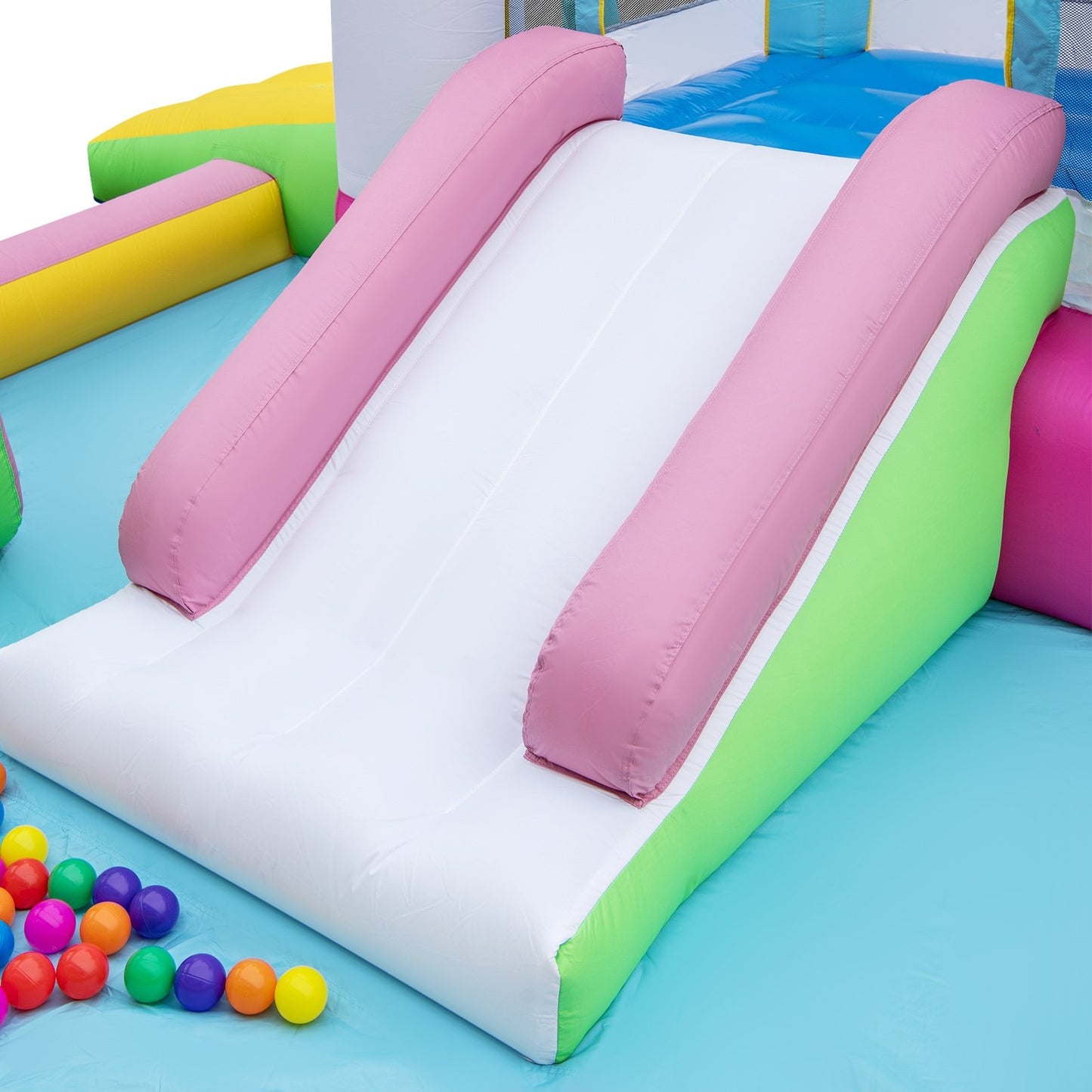 Inflatable Bounce House Bouncy Castle with Slide and Obstacle and Ball Pit without Blower, Multicolor Bounce House   at Gallery Canada